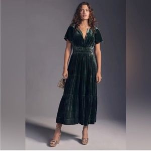 Anthropologie Somerset Velvet Edition Green Size Small
